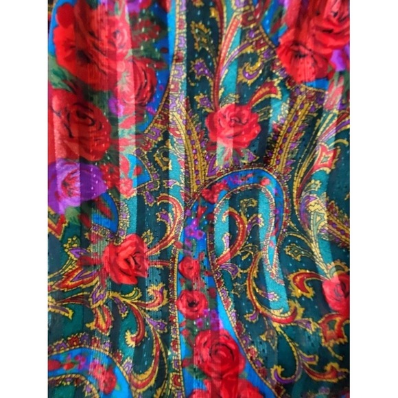 Vintage Gold Label Victoria's Secret Short Robe Large Rose Floral Paisley Jewel - Picture 7 of 7